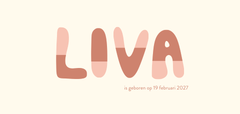 Geboortekaartje Letters twee kleuren terra beige