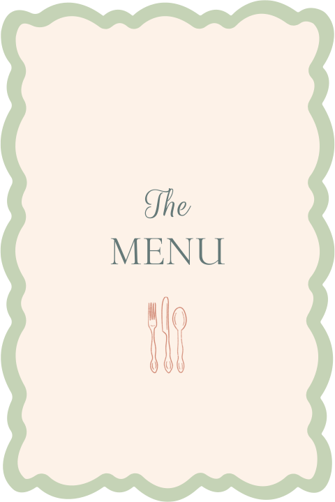Menukaart boogjesrand beige groen Lynn & Nick