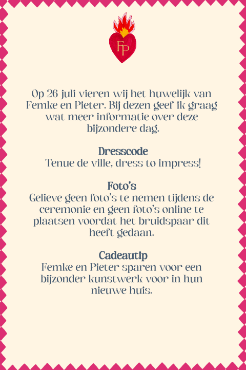 Extra kaart boho hart Femke Pieter