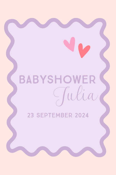 babyshower uitnodiging lila kringels
