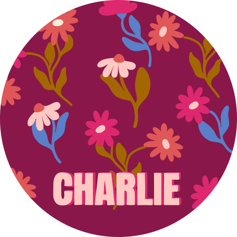 Muurcirkel bloemen kleurrijk burgundy Charlie