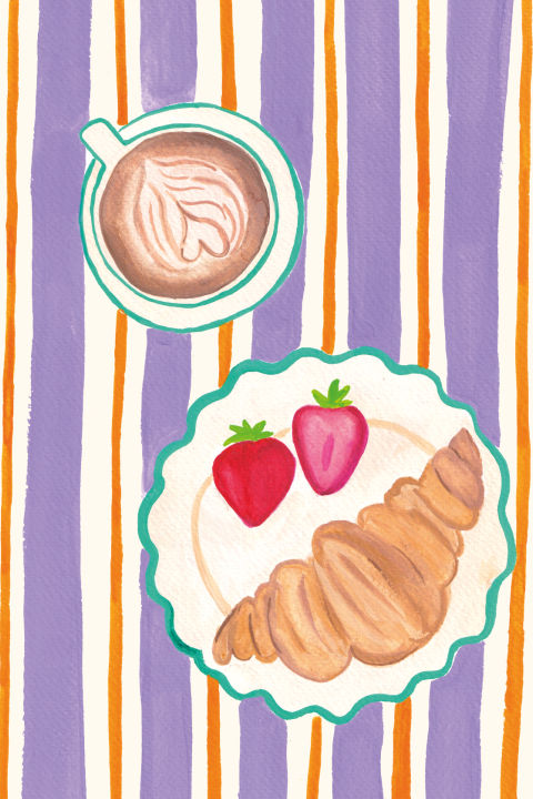 Wenskaart Koffie croissant