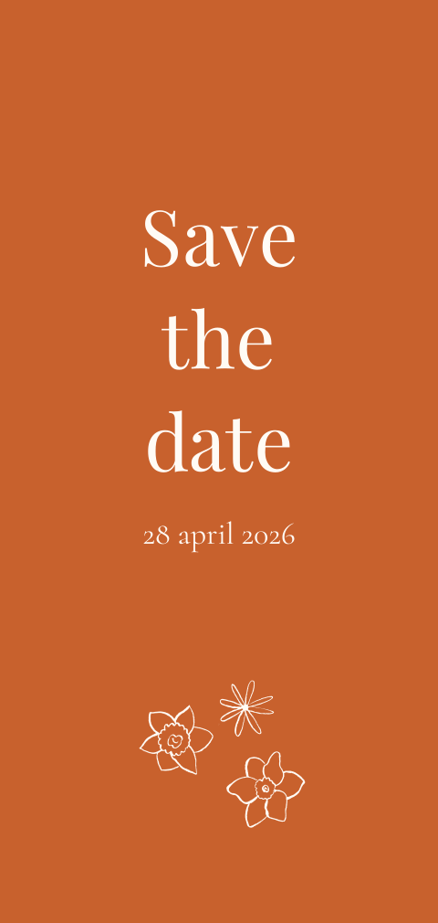 Save the date Bloemen Locatie Pepijn Saskia