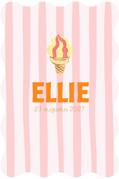 Geboortekaartje golvend strepen ijs Ellie