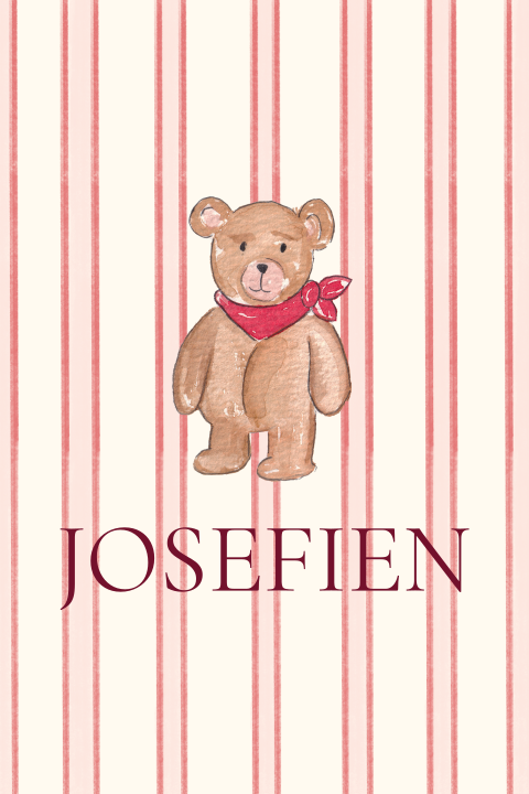 Poster streepjes beertje perzik rood Josefien