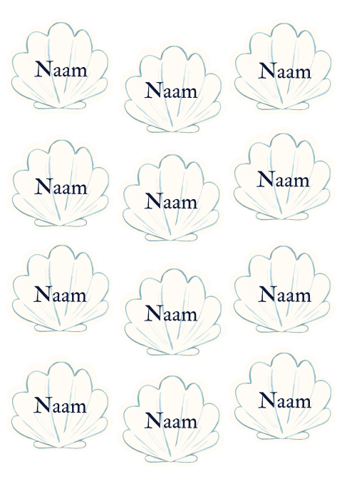 Naamkaartjes schelpvorm Holly James