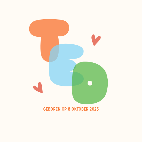 Geboortekaartje ballonletters transparant jongen