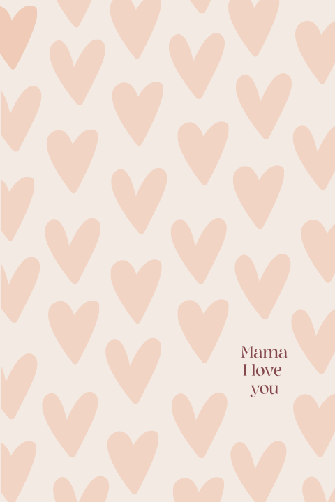 Wenskaart Hartjesprint zacht perzik Moederdag