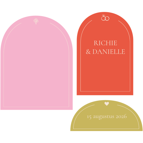 Trouw Uitnodiging stapelkaart colorblocking Richie & Danielle