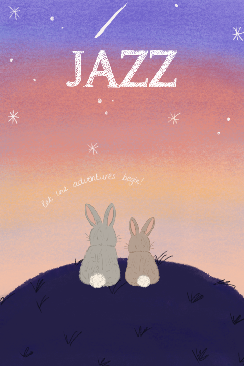 Geboortekaartje Konijntjes Broertje Zusje Heelal Jazz