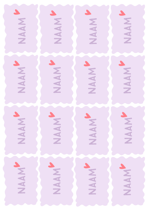 Naamkaartjes kringelvorm lila 