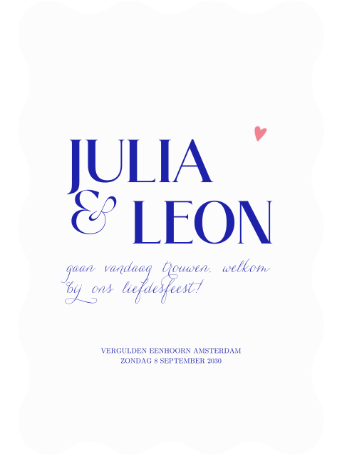 Bruiloftsbord Klassiek Speciale vorm blauw Julia Leon