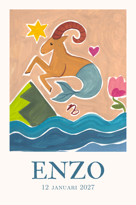 Geboortekaartje Steenbok Gouache Enzo