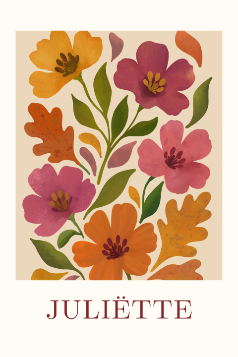 Geboortekaartje bloemen herfst Juliette