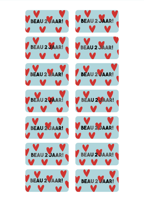 Stickers traktatie hartjes blauw rood
