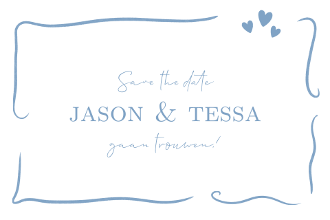 Trouw Save the date blauw rand