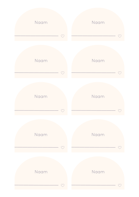 Naamkaartjes bruiloft minimalistisch boogjes beige Wessel Demi