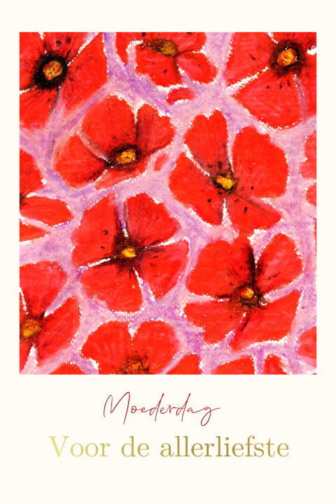 Wenskaart klaproos rood roze Moederdag