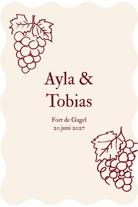 Trouw Uitnodiging Golvende vorm burgundy druif