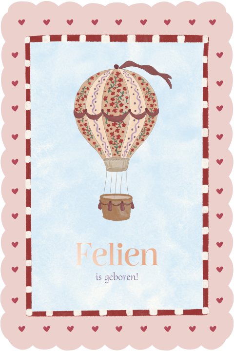Geboortekaartje Luchtballon Terra Golfjes Felien