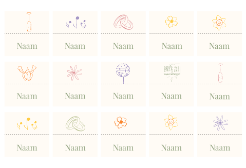 Naamkaartjes bloemen getekend pepijn saskia