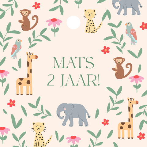 Label vierkant Mats dierenprint