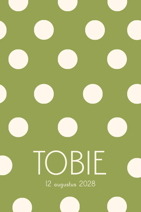 Geboortekaartje Polkadot stippen groen beige Tobie