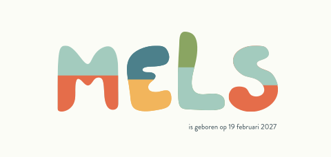 Geboortekaartje Letters kleuren Mels