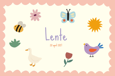 Geboortekaartje Lenteprint randje perzik Lente