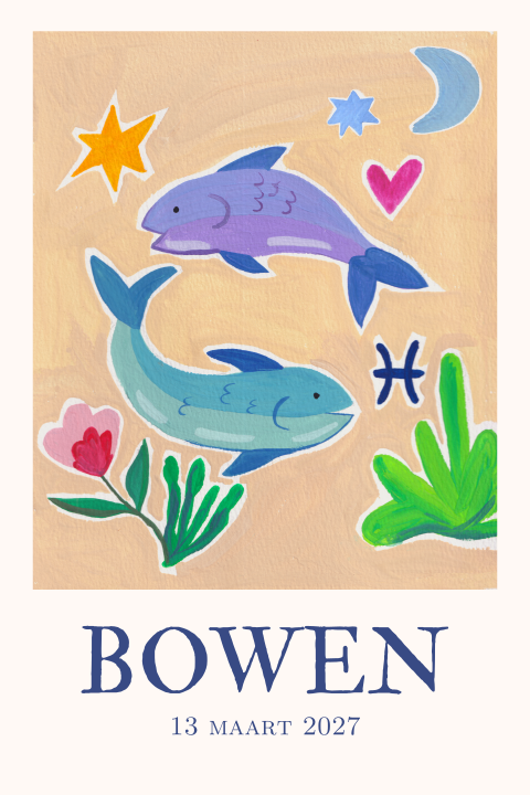 Geboortekaartje Vissen Gouache Bowen