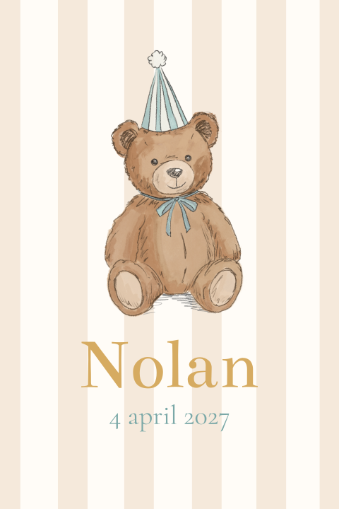 Poster Beertje Muts Streepjes beige blauw Nolan