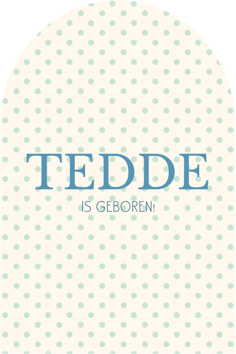 Geboortekaartje halve boog polkadot stippen groen Tedde