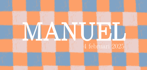 Geboortekaartje checkerboard oranje blauw roze