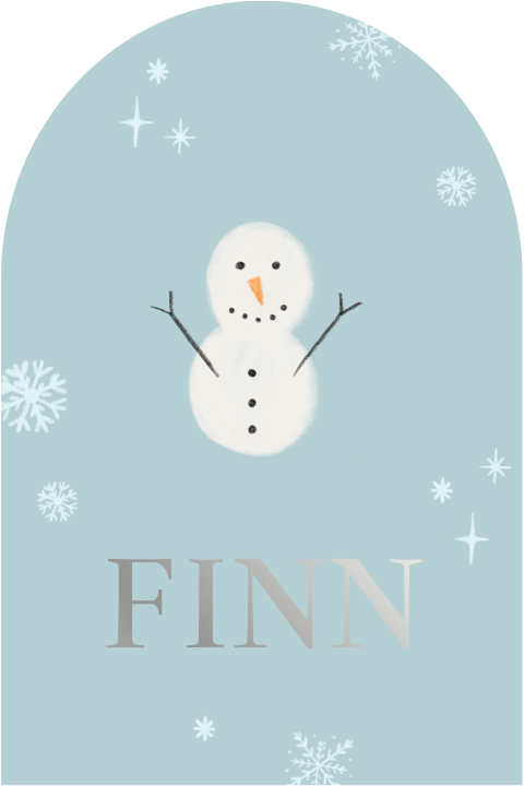 Geboortekaartje boog ijsblauw sneeuwpop Finn