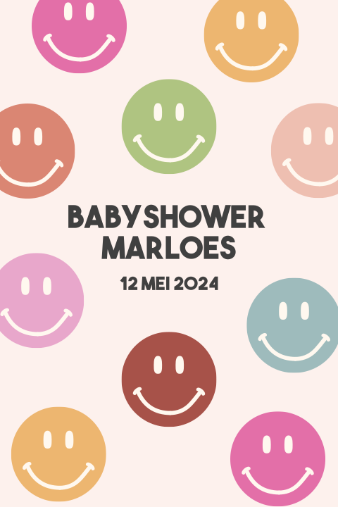 Babyshower Smileys uitnodiging