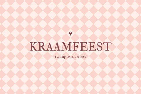 Kraamborrelkaartje ruitjespatroon roze