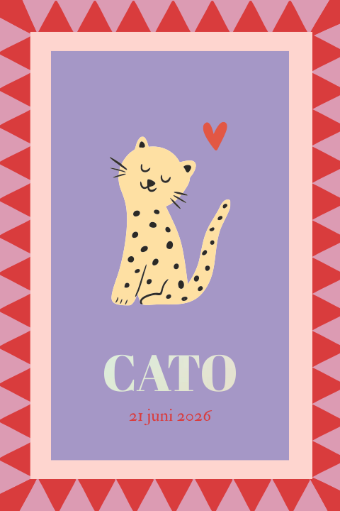 Geboortekaartje luipaard patroon meisje