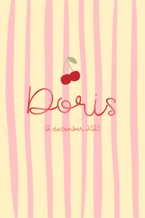 Geboortekaartje streepjes geel roze