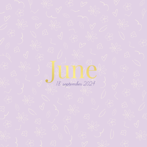 Geboortekaartje getekende bloemetjes klein lila