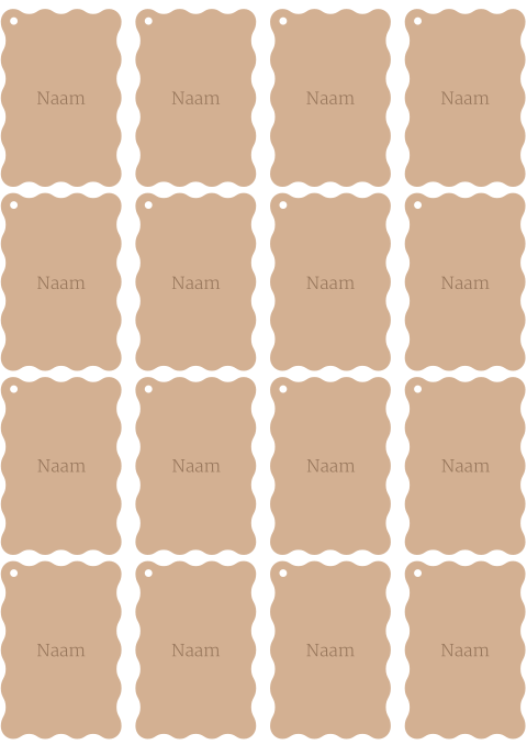 Naamkaartjes bruiloft minimalistisch golvend met gat Willem Pauline