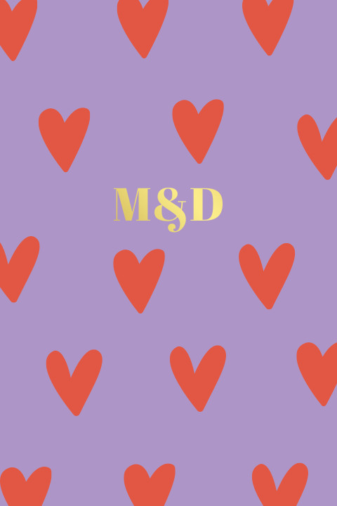 Trouwkaart hartjes Mara Derek