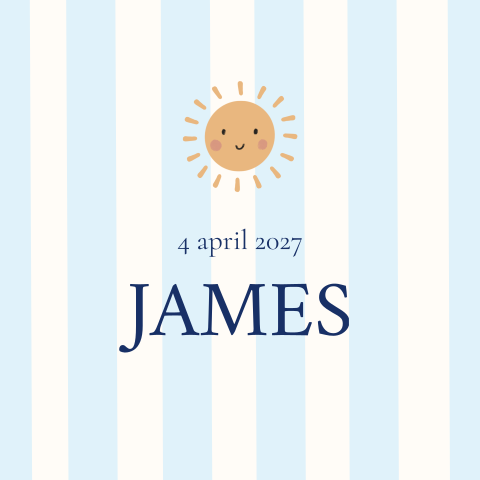 Tegeltje streepjes lichtblauw zon James