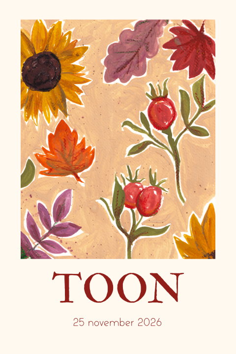 Geboortekaartje herfst gouache Toon