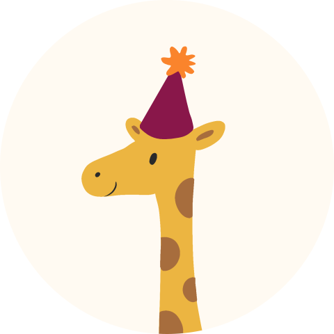 Sluitzegel met giraf en feesthoed