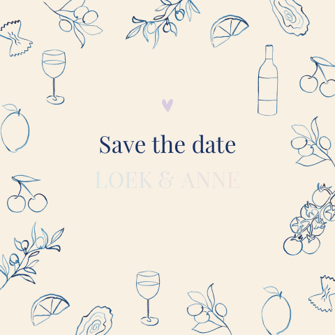 Save the date getekende elementen aquarel