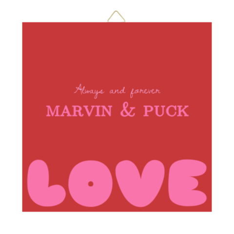 Tegeltje trouwdag Love Rood Roze Marvin Puck