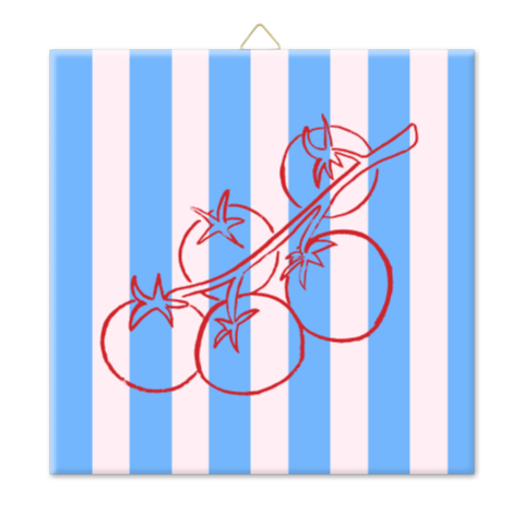 Tegeltje strepen tomaten tekening