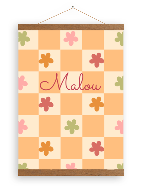 Canvasposter blokjes bloemetjes Marlou