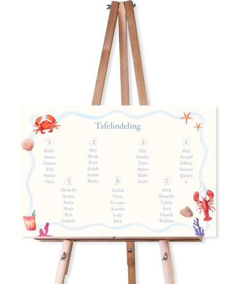 Tafelschikking bord beach Holly & James