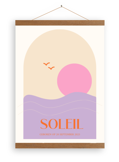 Canvasposter zonsondergang lila Soleil